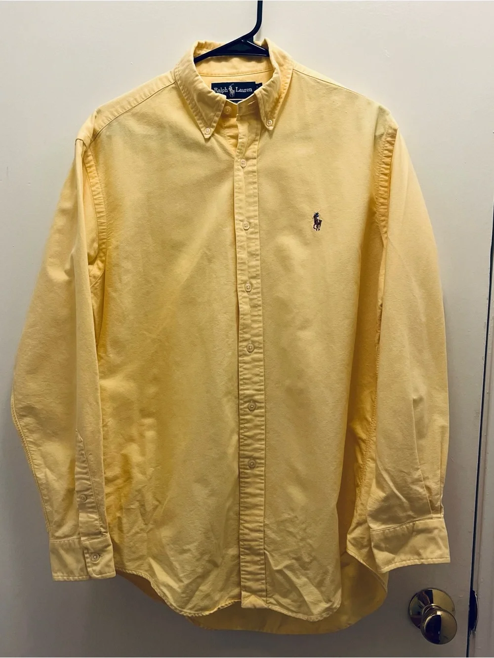 Ralph Lauren Men's Pale Yellow Button-Down Yarmouth Oxford Shirt - Picture 1 of 3